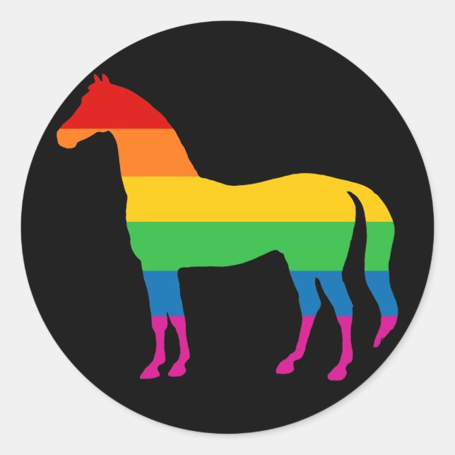 Adesivo Orgulho gay Rainbow Stripe Horse (Frente)