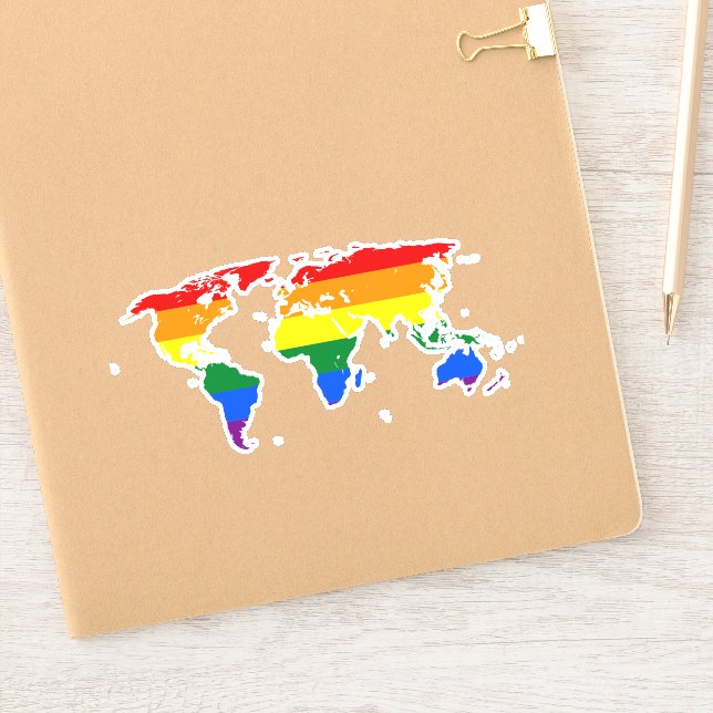 Adesivo Orgulho gay World Rainbow Flag (Notebook)