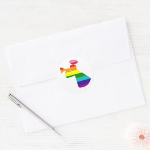 Adesivo Orgulho LGBTQ Anjo de Trompete de Natal Arco-Íris