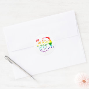 Adesivo Orgulho LGBTQ Arco-Íris de Natal Bonito Papai Noel