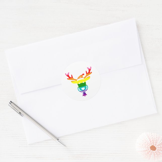 Adesivo Orgulho LGBTQ Arco-íris Natal Rena Fofa (Envelope)