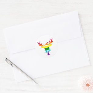 Adesivo Orgulho LGBTQ Arco-íris Rena de Natal Fofo
