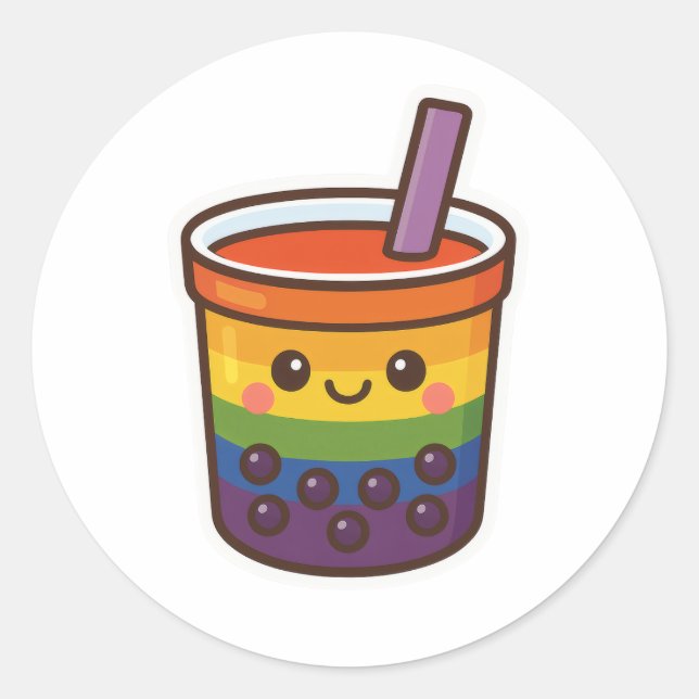 Adesivo Orgulho LGBTQ+ do Rainbow Bubble Tea (Frente)