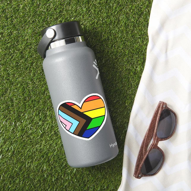 Adesivo Orgulho LGBTQ+ e suporte ao Coração Arco-Íris (HydroFlask Insitu)