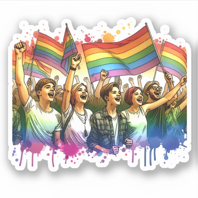 Adesivo Orgulho | LGBTQIA + Pessoas e sinalizadores (Frente)