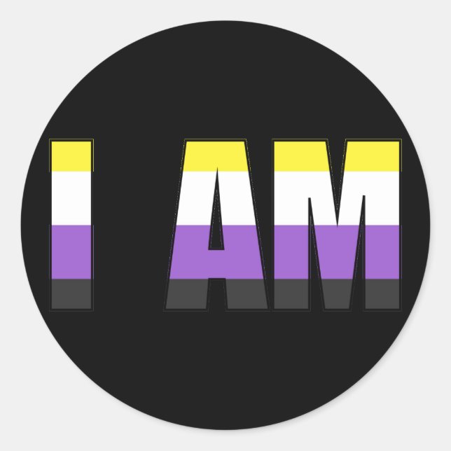 Adesivo Orgulho Não Binário Eu Sou Clássico Redondo (Frente)