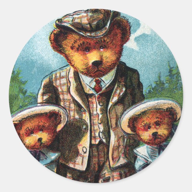 Adesivo Orgulho Papa Urso - Letra P - Urso de Teddy Vintag (Frente)