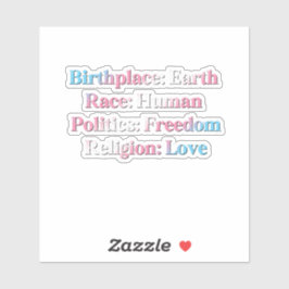 Adesivo Orgulho Trans - Local de Nascimento: Terra. Raça: 