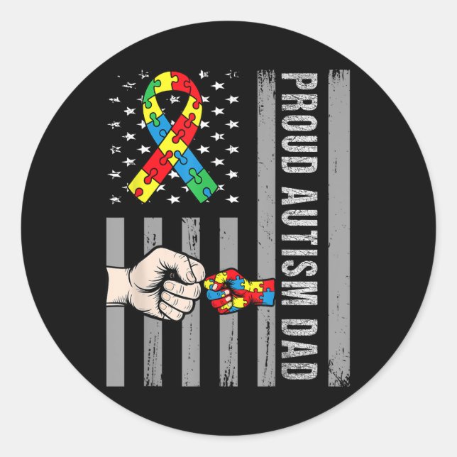 Adesivo Orgulhosa Autismo Pai Americano Bandeira Autismo S (Frente)