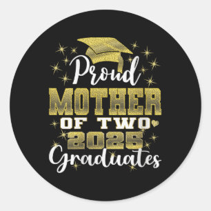 Adesivo Orgulhosa Mãe de Dois Graduandos de 2025 Graduação