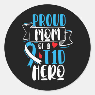 Adesivo Orgulhosa Mãe De Um Herói T1d Tipo 1 Diabetes Mãe