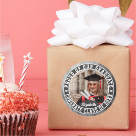 Adesivo Orgulhoso de nosso Graduado Foto de Formatura Tend