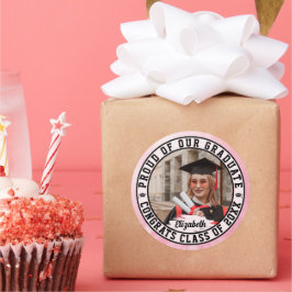 Adesivo Orgulhoso de nosso Graduado Foto de Graduação Tend