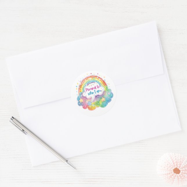 Adesivo Orgulhoso de Quem Sou Arte de Arco-Íris Presente d (Envelope)