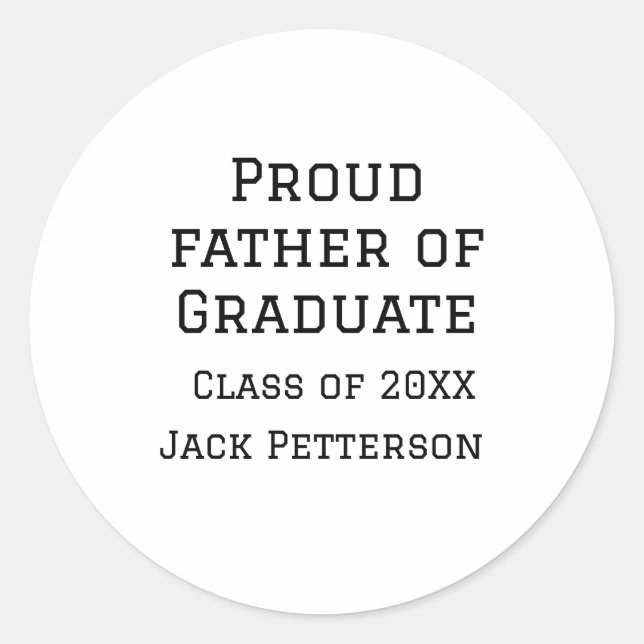 Adesivo Orgulhoso pai da classe de formandos de 20XX adici (Frente)