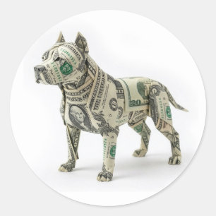 Adesivo Origami de Dinheiro Pitbull Cachorro