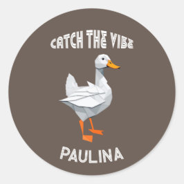 Adesivo Origami duck Catch the Vibe retro font