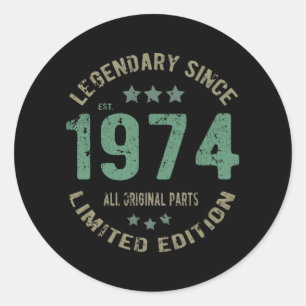 Adesivo Original Desde 1974 Presente de Aniversário Lenda
