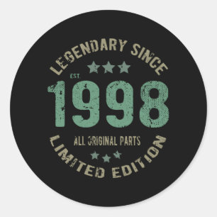 Adesivo Original Desde 1998 Presente de Aniversário Lenda