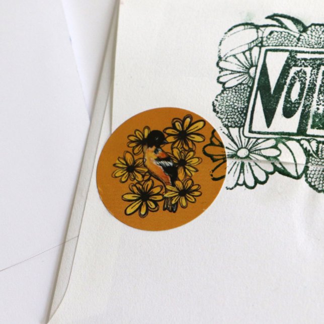 Adesivo Óriole Art, passarinhos bonitos designs Aves Flora (Criador carregado)