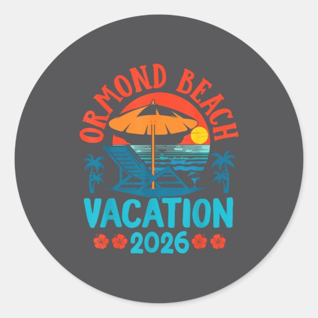 Adesivo Ormond Beach Florida 2026 Family Vacation Beach Su (Frente)