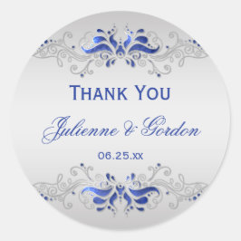 Adesivo Ornamentado Blue e Silver Swirls