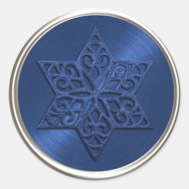 Adesivo Ornamentado Blue Star of David Envelope Seal (Frente)
