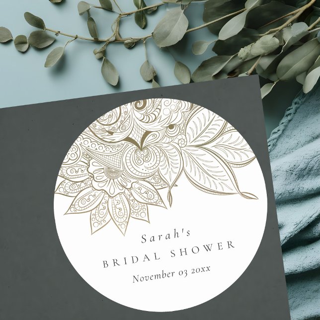 Adesivo Ornamentado Clássico Paisley Ivory Chá de panela D (Criador carregado)