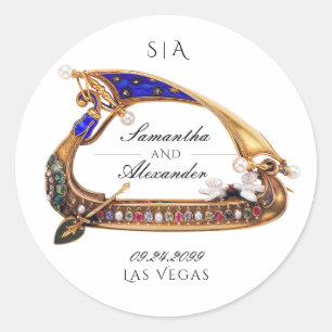 Adesivo Ornamentado de Gondola Venetiana Casamento Negro e