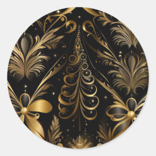 Adesivo Ornamentado Feriado Preto E Dourado