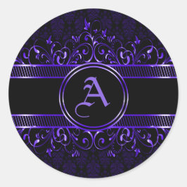 Adesivo Ornamentado Gótico Preto e Roxo Monograma