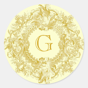 Adesivo Ornamentado Vintage Dourado Flourish Wreath