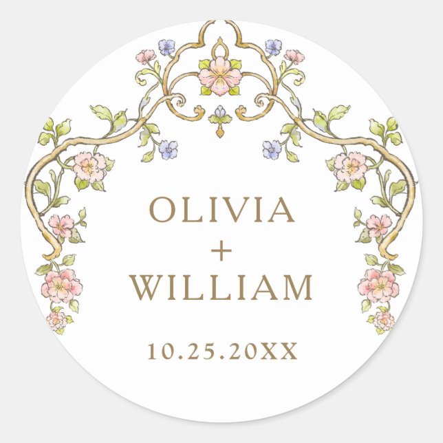 Adesivo Ornamentado Vintage Frame Bohemian Flowers Casamen (Frente)