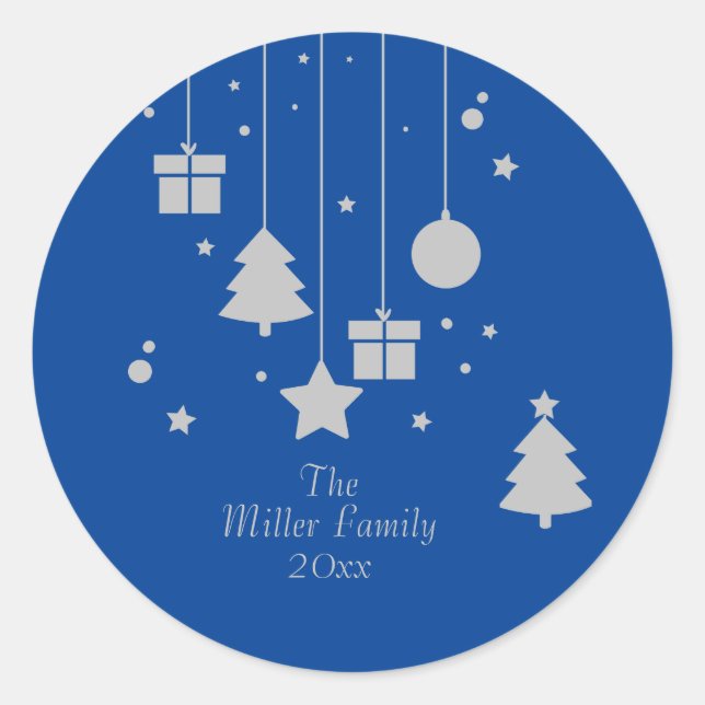 Adesivo Ornamento Azul Prateado Personalizado (Frente)