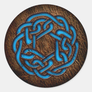 Adesivo Ornamento celta azul brilhante no couro