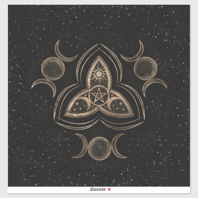 Adesivo Ornamento da Lua Tripla Tripla Triquetra com Penta (Folha)