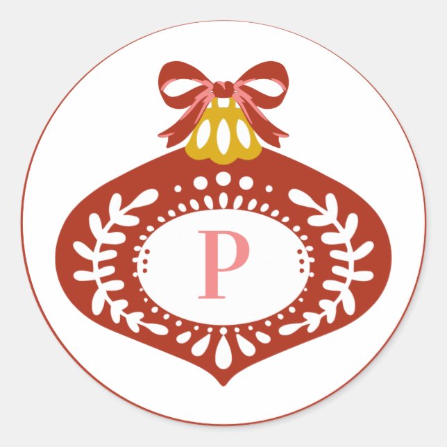 Adesivo Ornamento de Natais vintages Vermelhos | Monograma (Frente)