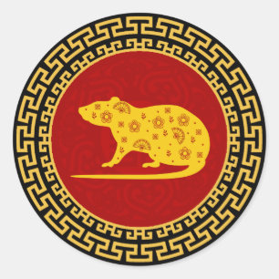 Adesivo Ornamento de Rat de Ano Novo Chinês