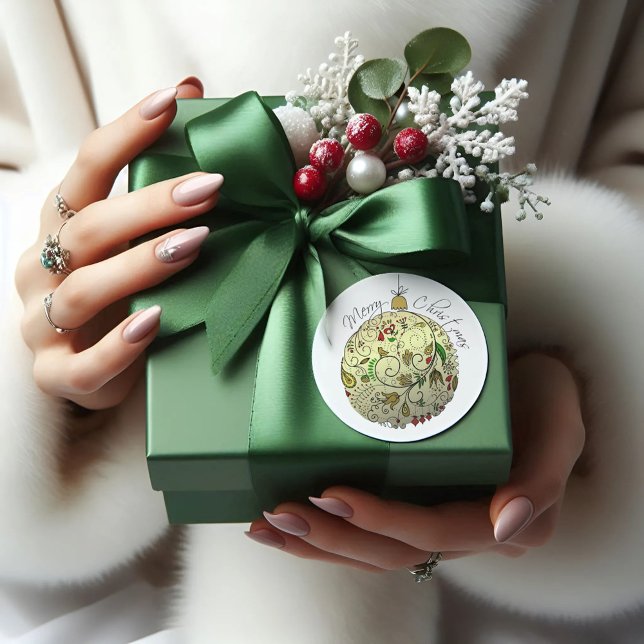 Adesivo Ornamento Dourado de Portas de Natal Moderno Elega (Criador carregado)