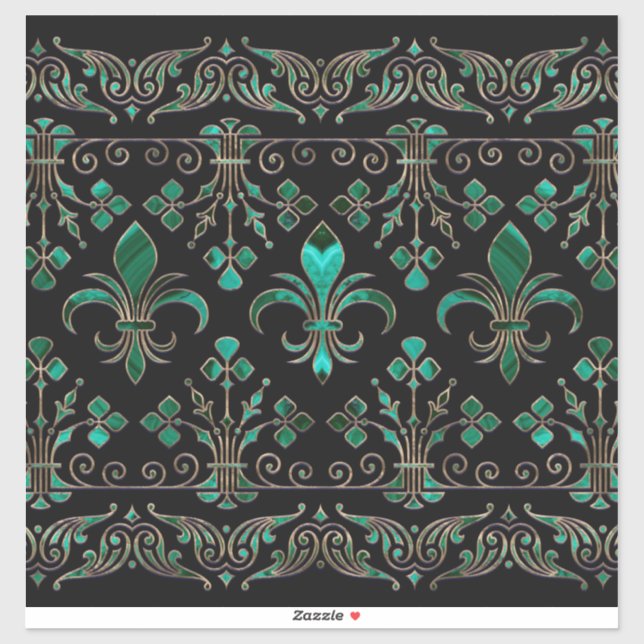 Adesivo Ornamento Fleur-de-lis Malachite Green (Folha)