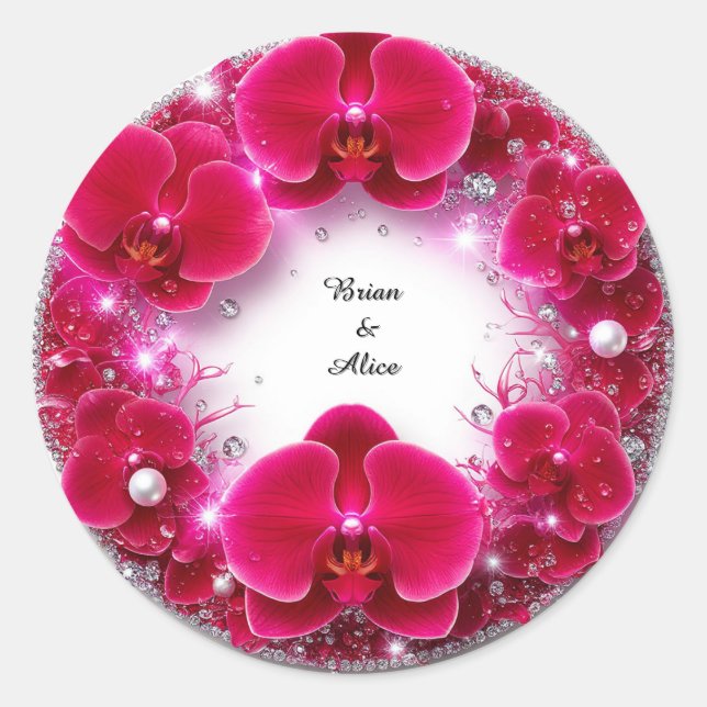 Adesivo Ornamento Floral de Casamento com Flores Vermelhas (Frente)