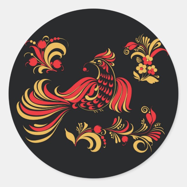 Adesivo ornamento nativo russo de aves (Frente)