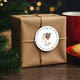 Adesivo Ornamento Quebrado de Pug Cachorro Marinho