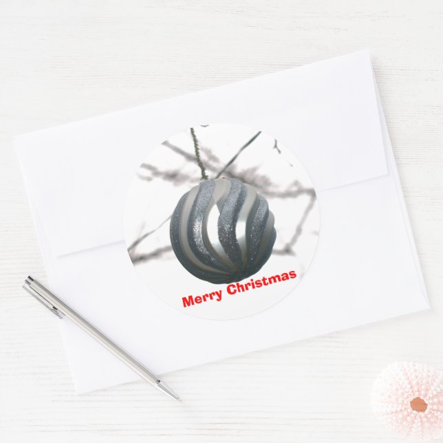 Adesivo Ornamento Sparkly de Prata de Natal (Envelope)