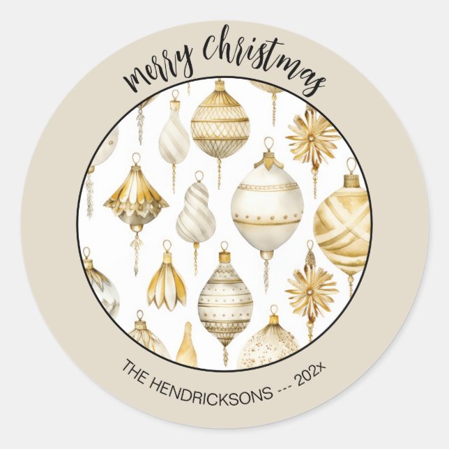 Adesivo Ornamentos de Natais vintages Prateados Dourados (Frente)