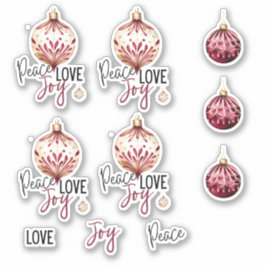 Adesivo Ornamentos e Script de Feriado de Joy Love Peace