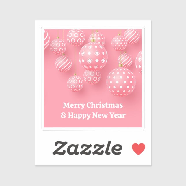 Adesivo Ornamentos Rosa Feliz Natal E Feliz ano novo (Folha)