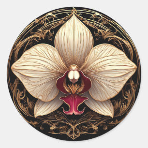 Adesivo Orquídea Dourada 🌿 Botânica Floral de Luxo