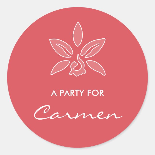 Adesivo Orquídea Elegante Flor Vermelho Quente Simples Com (Frente)