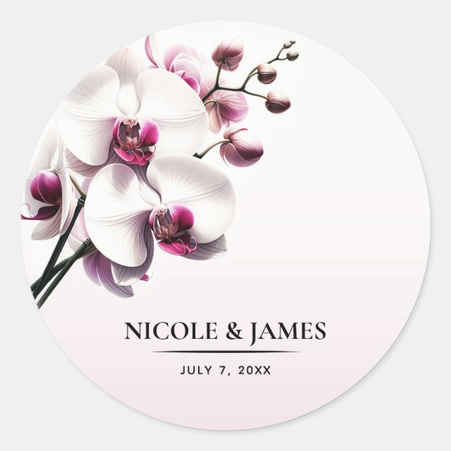 Adesivo Orquídea Flor Rosa e Branco Casamento (Frente)
